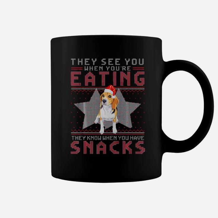Beagle They Know When You Have Snacks Xmas Coffee Mug