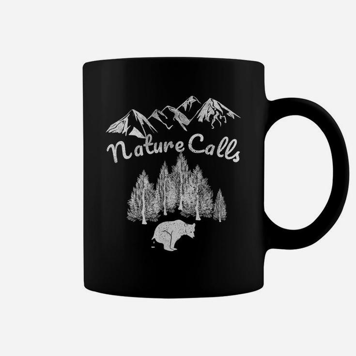 Bear Pooping In Woods Funny Nature Camping Accessories Coffee Mug