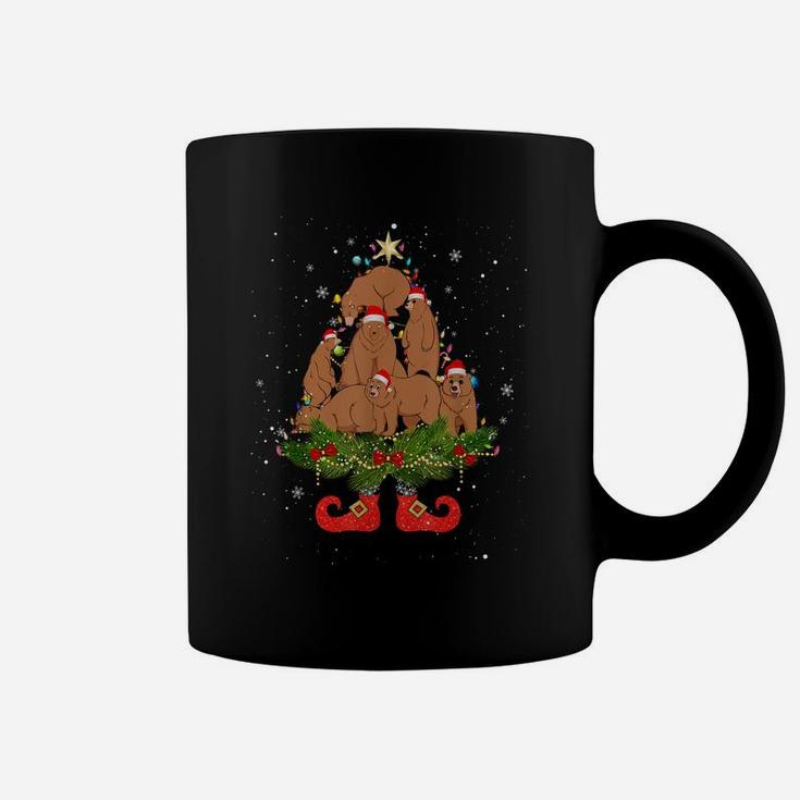 Bears Christmas Tree Lights Funny Santa Hat Lover Coffee Mug