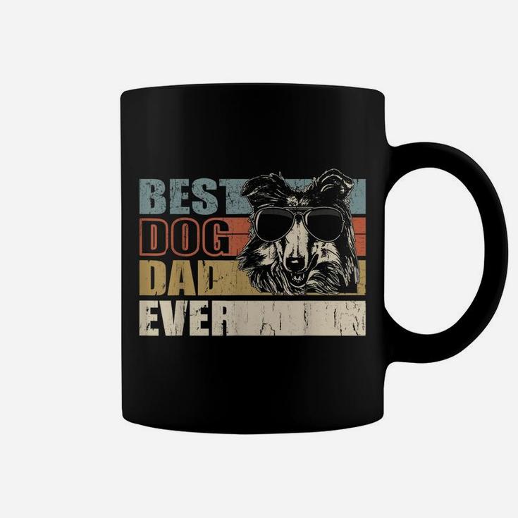 Best Dog Dad Ever Funny Glasses Rough Collie Retro Coffee Mug