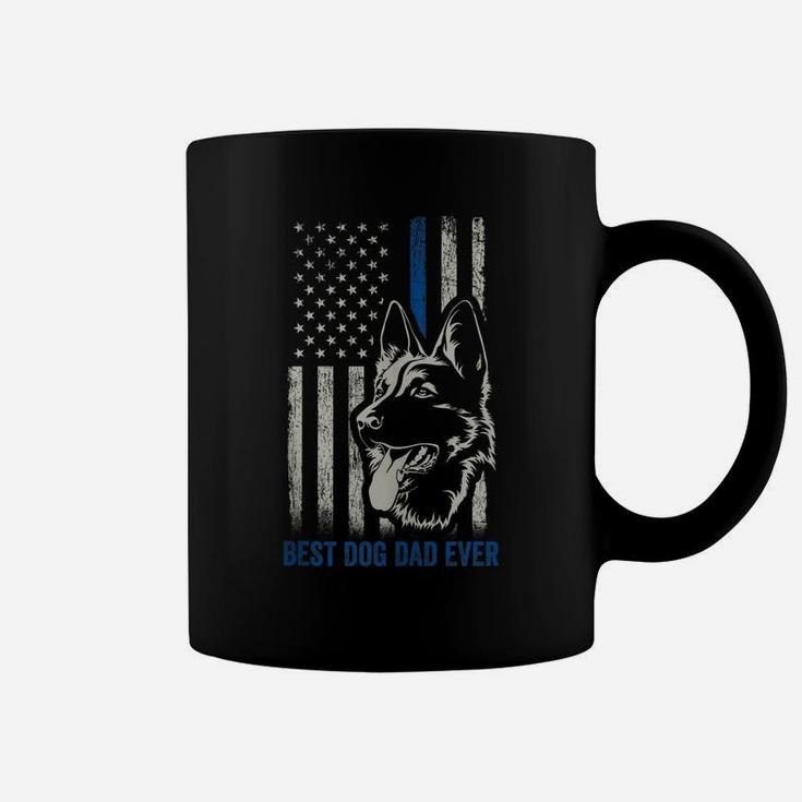 Best German Shepherd Dad Ever Dog K9 Blue Line Flag Police Coffee Mug