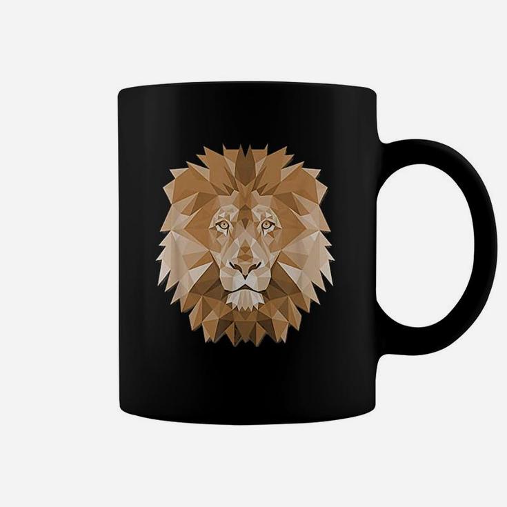 Big Lion Face Graphic Animal Polygon Coffee Mug