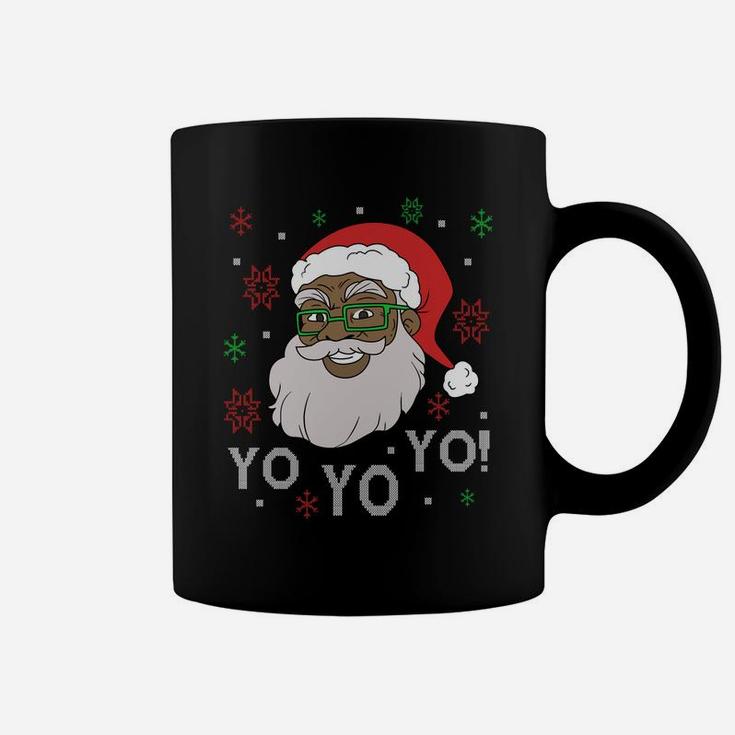 Black Funny Santa Claus Christmas Yo Yo Yo Xmas Costume Sweatshirt Coffee Mug