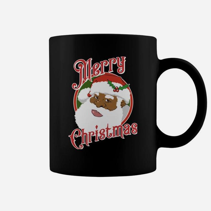Black Merry Christmas African American Santa Claus Coffee Mug