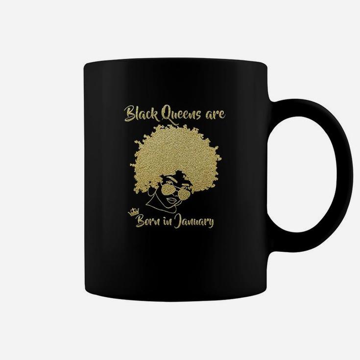 Black Queen January Birthday Gift Woman Afro Choclit Melanin Coffee Mug
