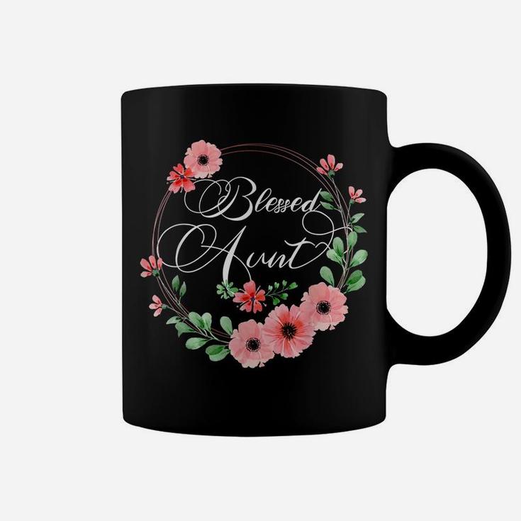 Blessed Aunt Shirt For Women Beautiful Flower Floral Coffee Mug