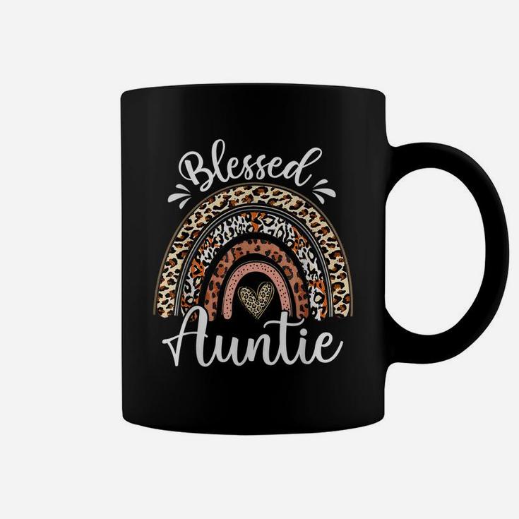 Blessed Auntie Funny Leopard Boho Rainbow Auntie Life Coffee Mug