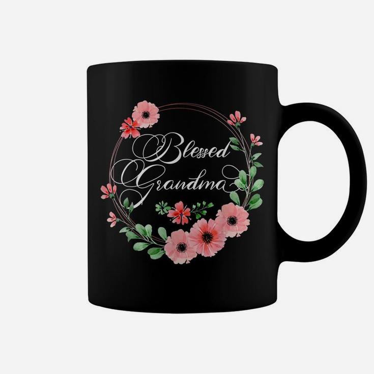 Blessed Grandma Shirt For Women Beautiful Flower Floral Coffee Mug