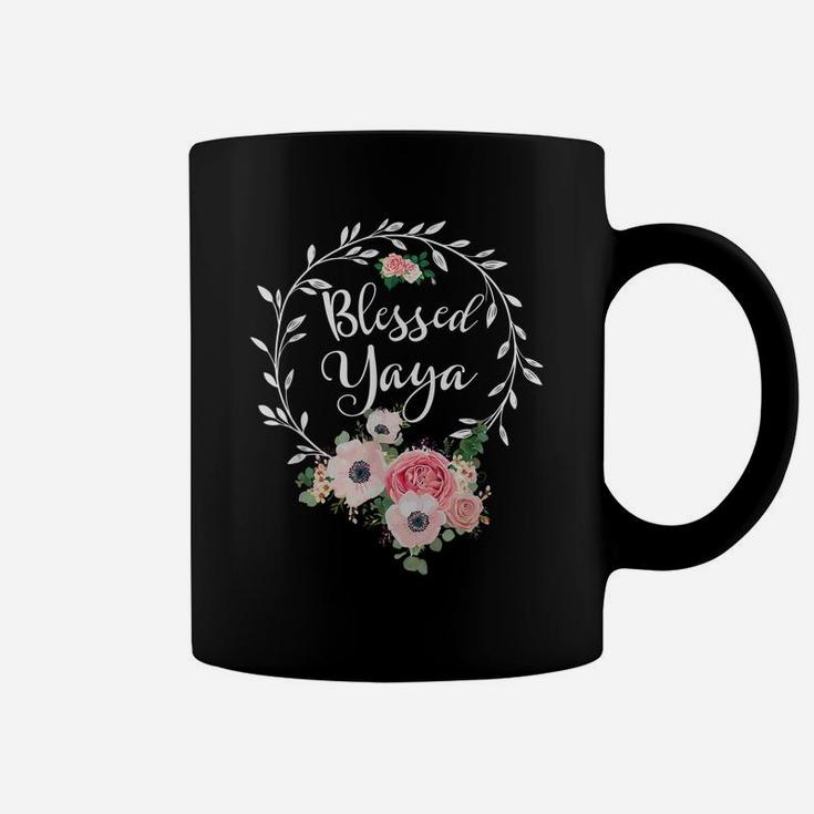 Blessed To Be Called Yaya Women Flower Decor Grandma Coffee Mug
