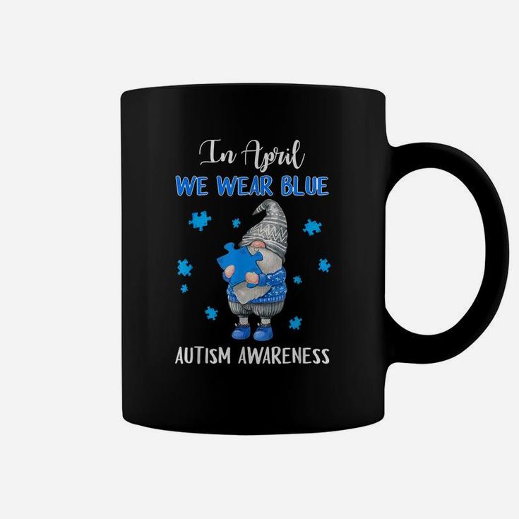 Blue Gnomes In April We Wear Blue Autism Awareness Month Coffee Mug