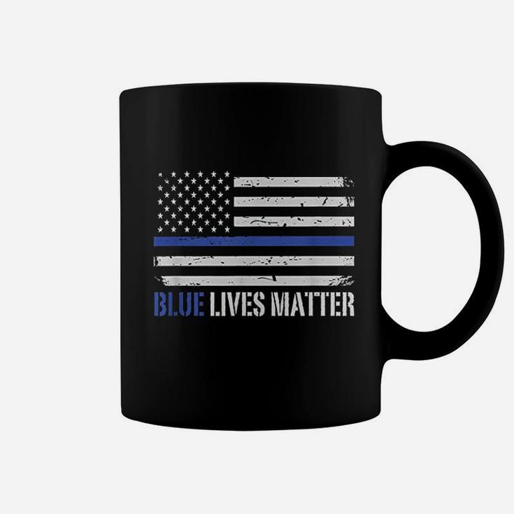 Blue Lives Matter Thin Blue Line American Flag Coffee Mug