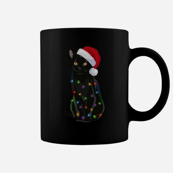 Bombay Cat Christmas Lights Xmas Cat Lover Santa Hat Sweatshirt Coffee Mug