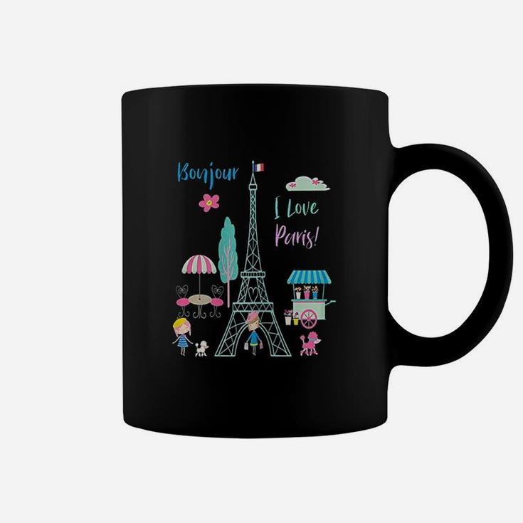 Bonjour I Love Paris France Eiffel Tower Coffee Mug