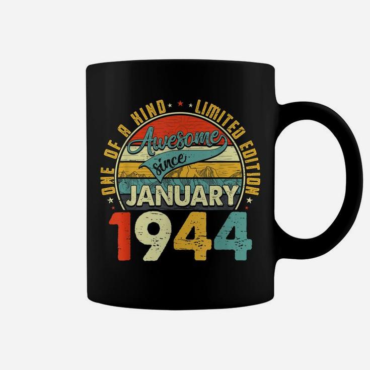 Born In January 1944 77Th Birthday Gift Retro 77 Years Old Coffee Mug