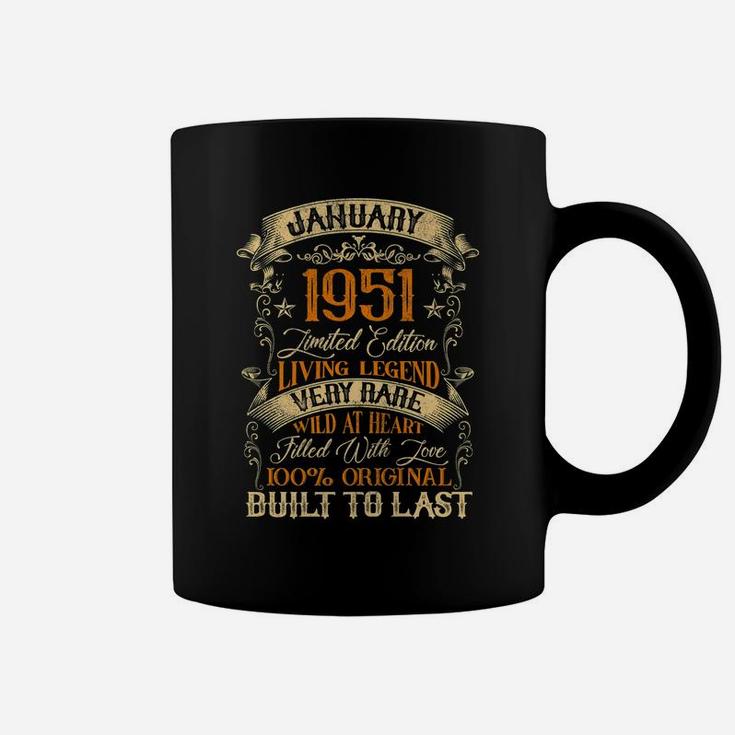 Born In January 1951 Vintage 70 Years Old 70Th Birthday Coffee Mug