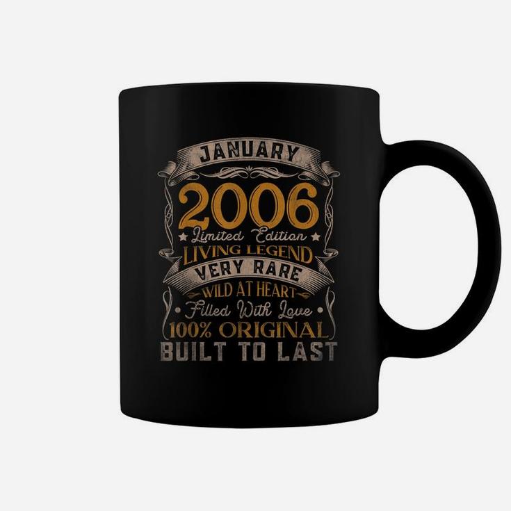 Born In January 2006 Vintage 15Th Birthday Gift 15 Years Old Coffee Mug