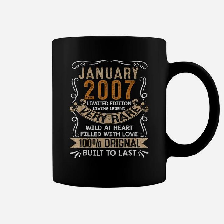 Born In January 2007 Vintage 14Th Bday Gift 14 Years Old Coffee Mug