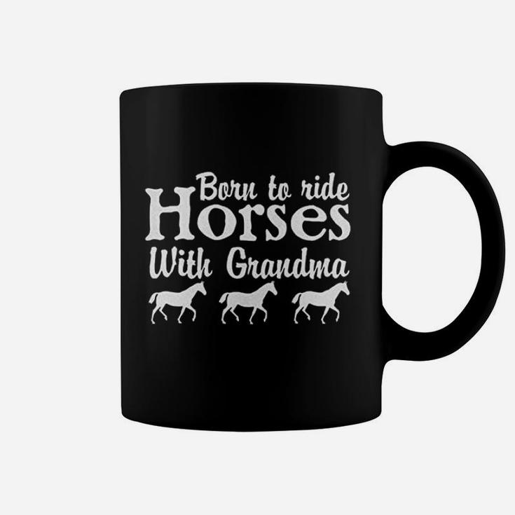 Born To Ride Horses With Grandma Newborn Baby Boy Girl Romper Coffee Mug