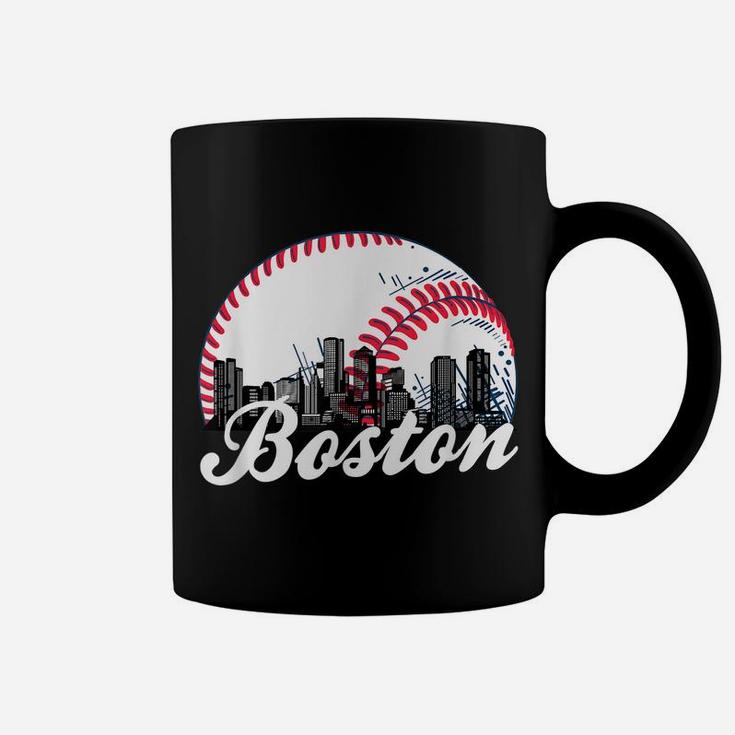 Boston Baseball Skyline - Retro Boston Baseball Cityscape Coffee Mug