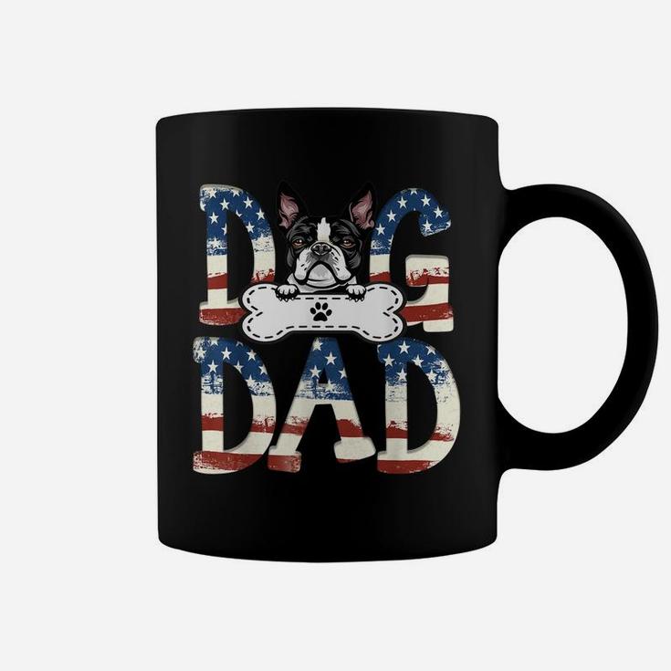 Boston Terrier Dad Fathers Day American Flag Dog Lovers Coffee Mug