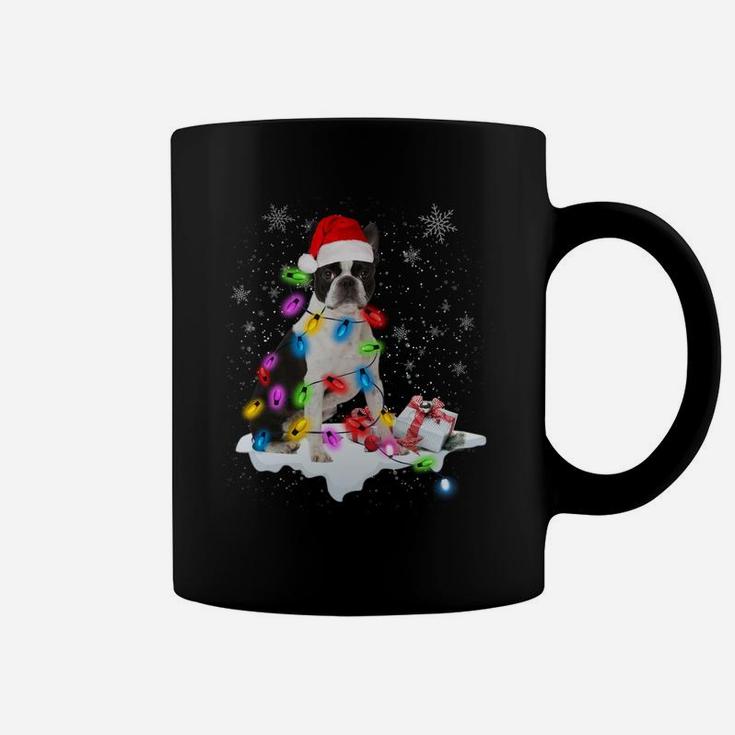 Boston Terrier Dog Santa Christmas Dog Lovers Xmas Lights Sweatshirt Coffee Mug