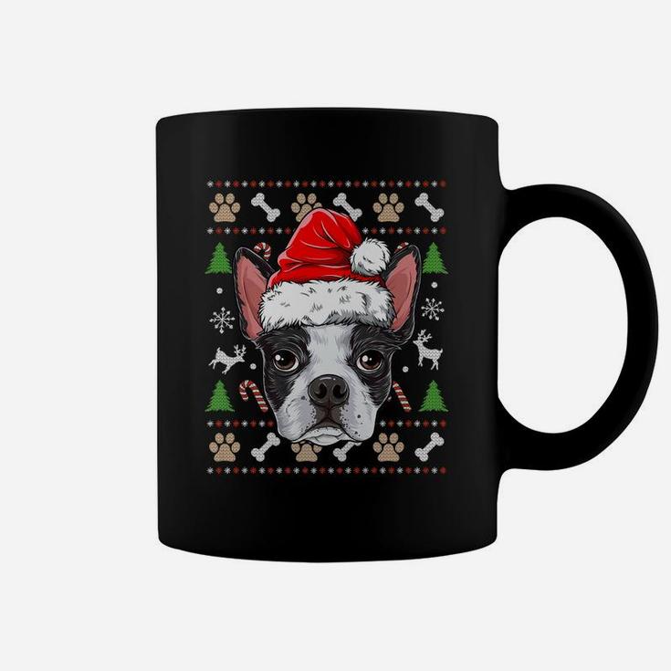 Boston Terrier Ugly Christmas Dog Santa Hat Xmas Boys Kids Coffee Mug
