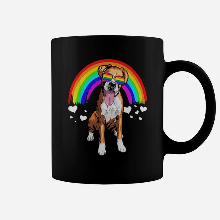 Boxer Dog Rainbow Sunglasses Gay Pride Lgbt Coffee Mug