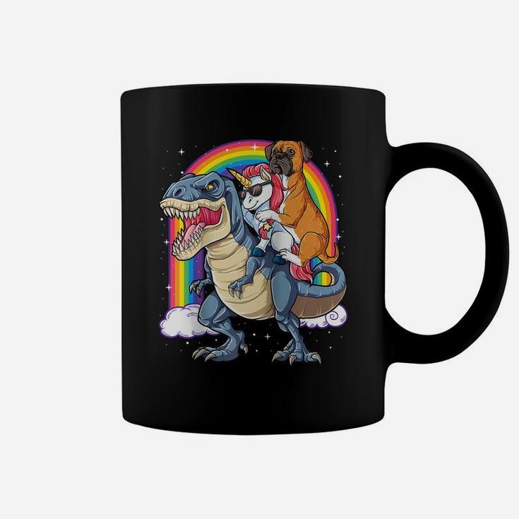 Boxer Unicorn Riding DinosaurRex Girls Kids Boys Rainbow Raglan Baseball Tee Coffee Mug