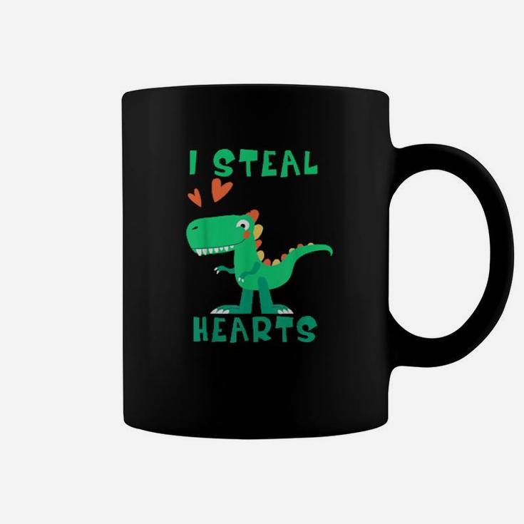 Boys Valentines Day Dinosaur T Rex I Steal Hearts Coffee Mug