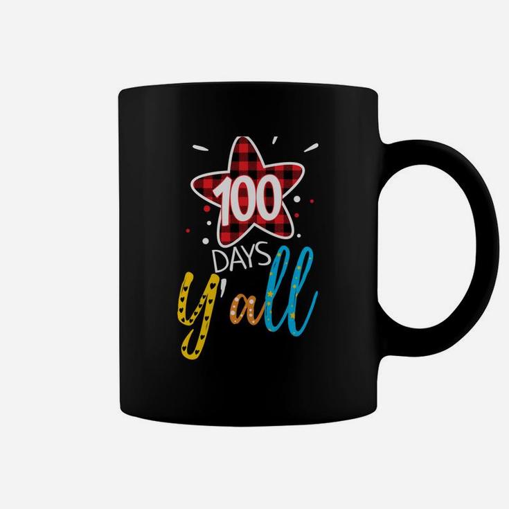 Buffalo Plaid 100 Days Y'all Funny 100Th Day Of School Coffee Mug