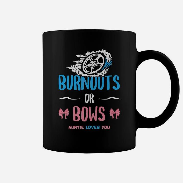 Burnouts Or Bows Gender Reveal Baby Party Announcement Aunt Coffee Mug