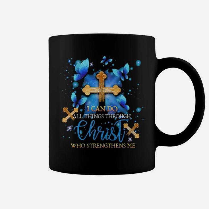 Butterflies I Can Do All Things Through Christ Who Strengthens Me Graphic Coffee Mug