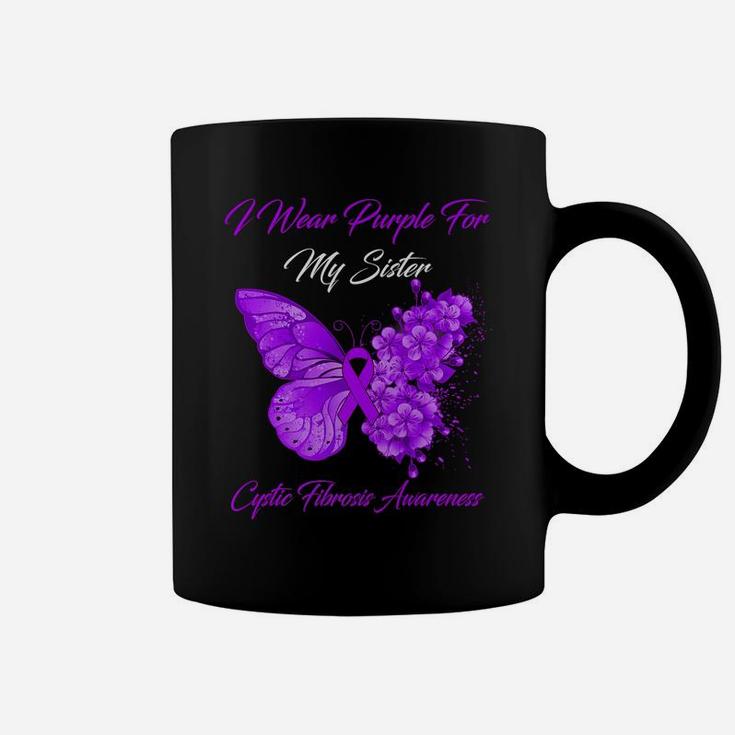 Butterfly I Wear Purple For My Sister Cystic Fibrosis Coffee Mug