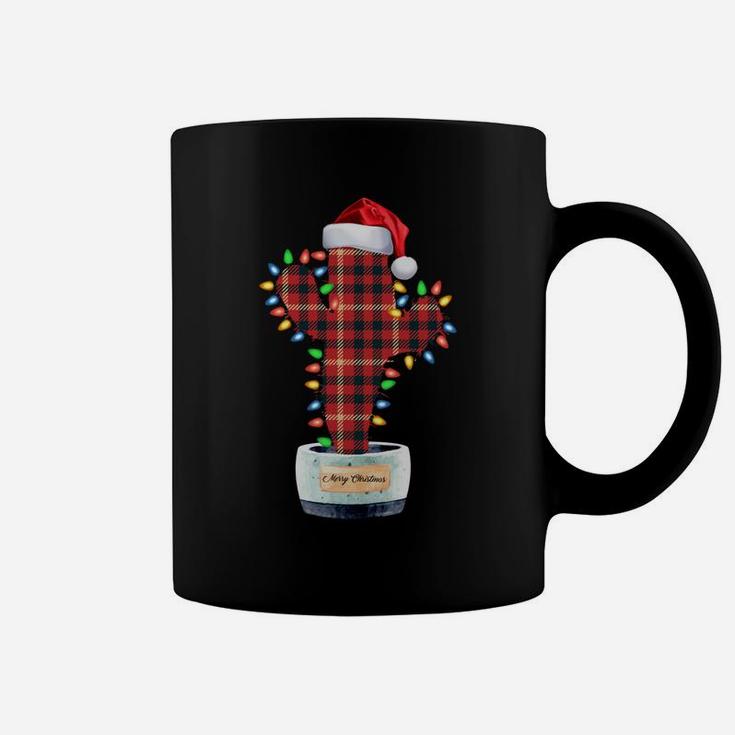 Cactus Christmas Buffalo Plaid Shirt Lights Santa Gift Xmas Sweatshirt Coffee Mug
