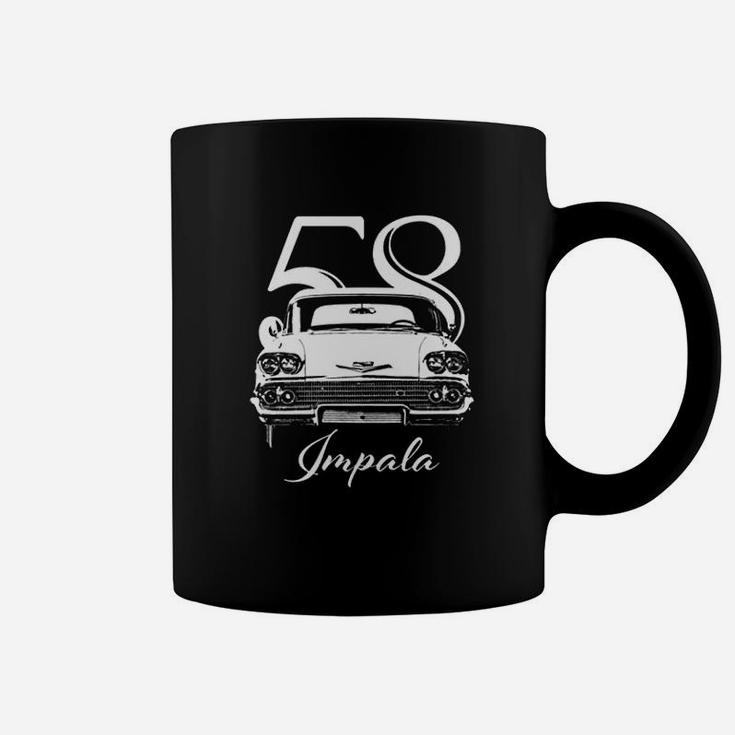 Cargeektees 1958 Impala Grill View With Year And Model Name Black Coffee Mug