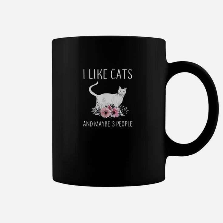 Cat I Like Cats And Maybe 3 People Gift For Cat Lover Coffee Mug