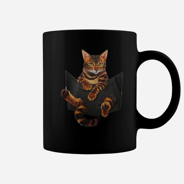 Cat Lovers Gifts Bengal In Pocket Funny Kitten Face Coffee Mug