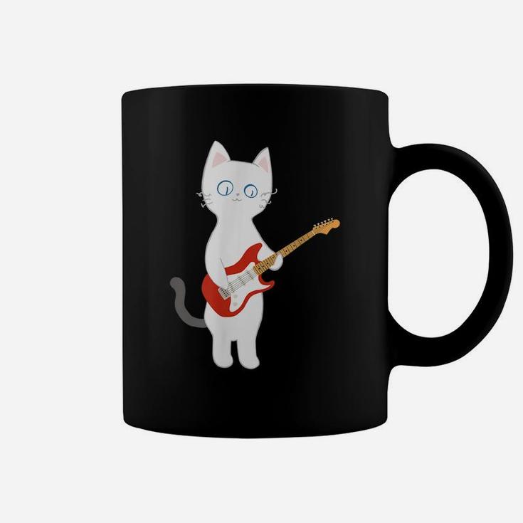 Cat Playing Electric Guitar Coffee Mug