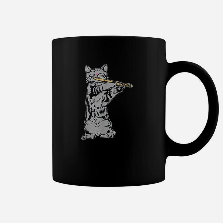 Cat Playing Flute Cool Musician Marching Band Coffee Mug