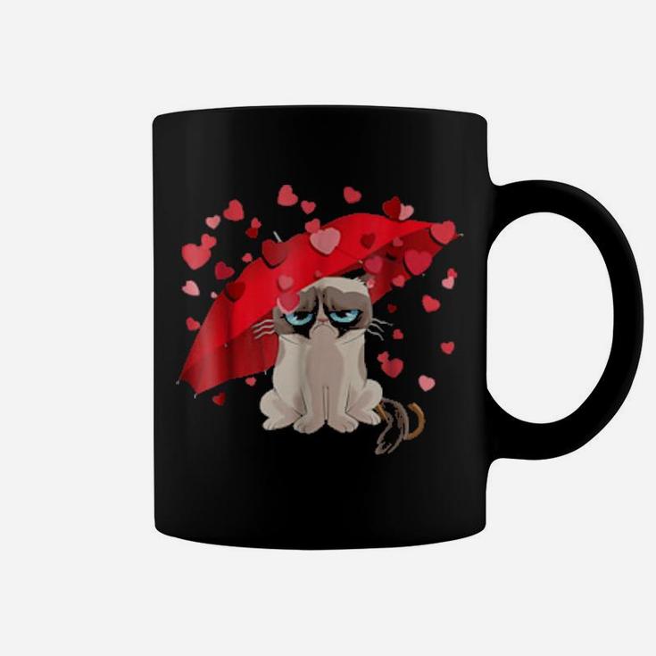 Cat Raining Hearts Valentines Day Coffee Mug