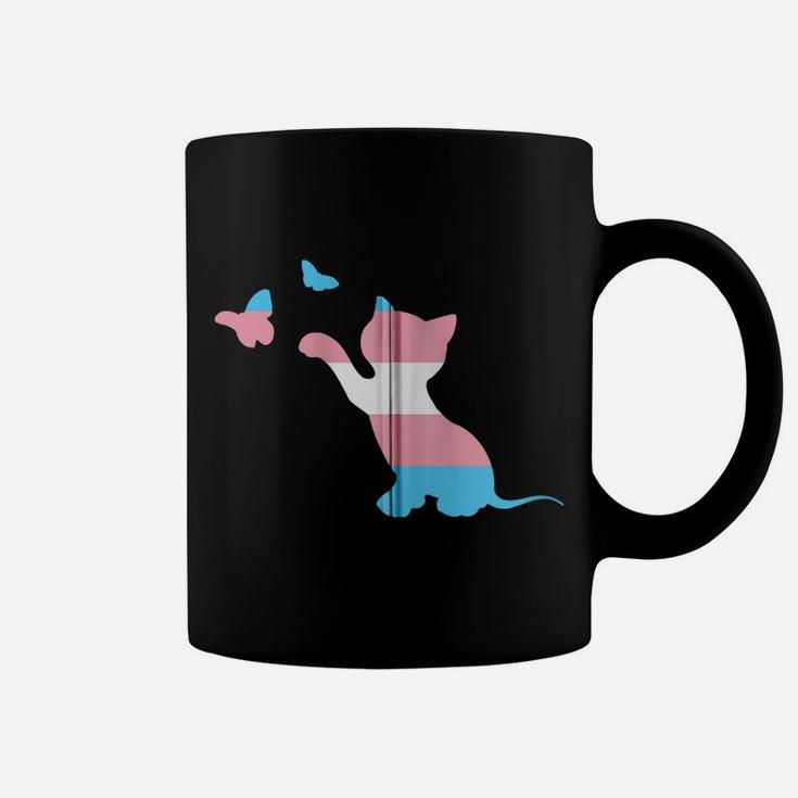 Cat Trans Pride Flag Gift For Transgender Ftm Mtf Cat Lovers Zip Hoodie Coffee Mug