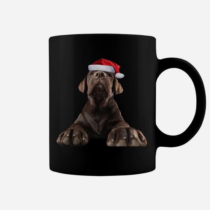 Chocolate Lab Puppy Dog Santa Hat Image Funny Christmas Gift Sweatshirt Coffee Mug