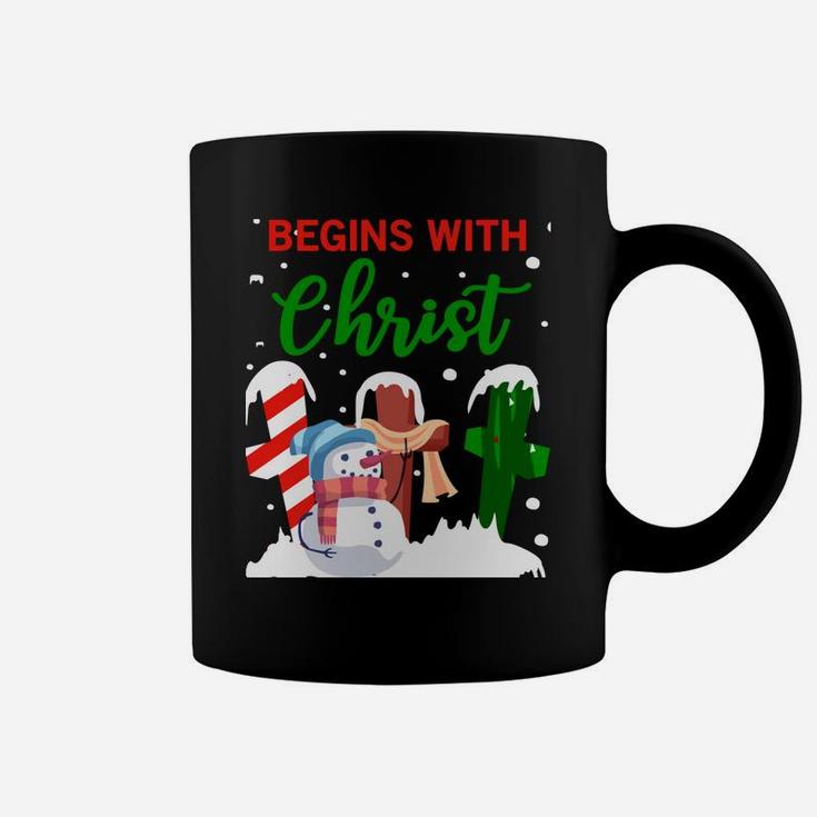 Christmas Begins With Christ Snowman Christian Jesus Gift Sweatshirt Coffee Mug