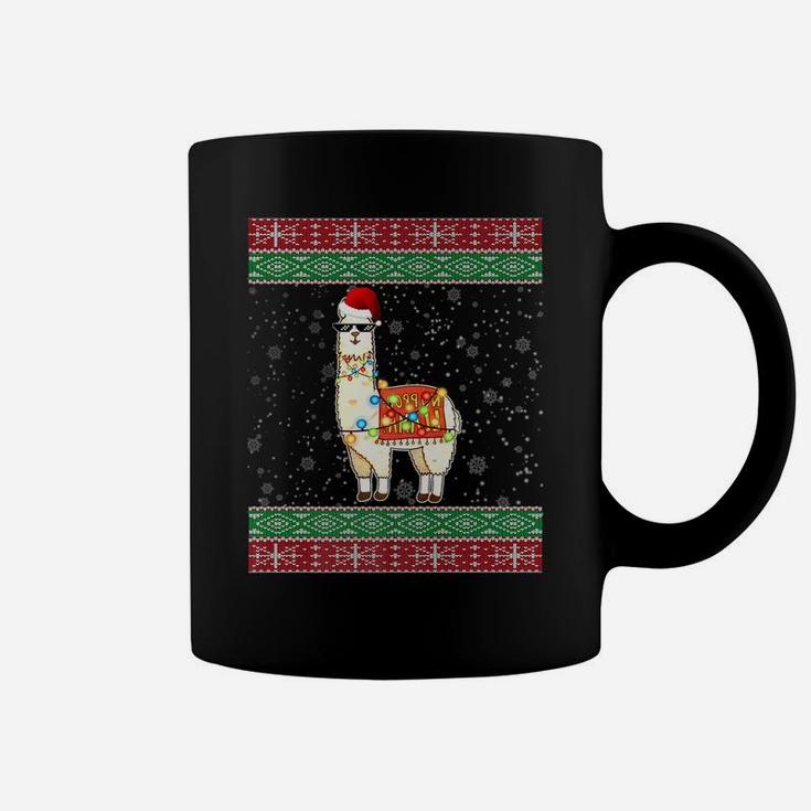 Christmas Llama Santa Hat Ugly Xmas Tree Alpaca Coffee Mug