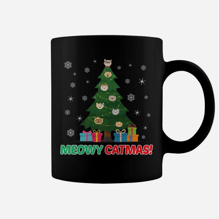 Christmas Meowy Catmas Cat Kitty Tree Design Coffee Mug