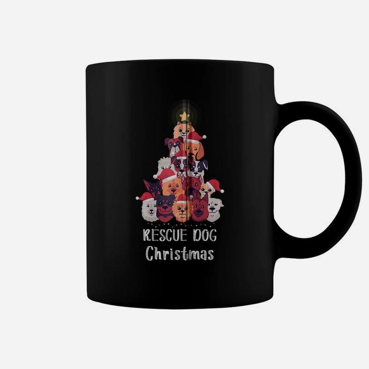 Christmas Tree Rescue Dog Lovers, Funny Santa Hat Gift Zip Hoodie Coffee Mug