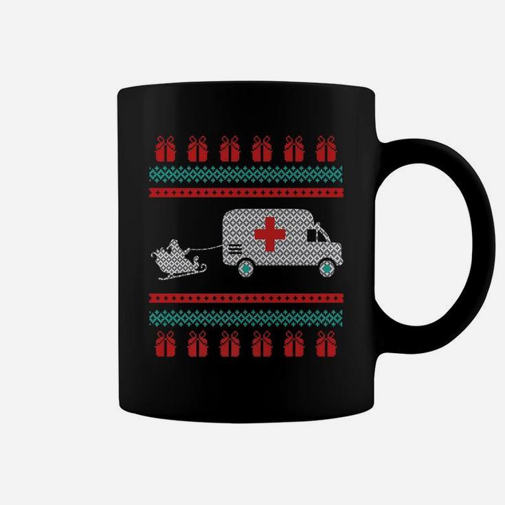 Christmas Ugly Sweater Ambulance Emergency Emt Santa Design Coffee Mug