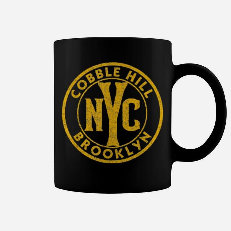 Cobble Hill Brooklyn Vintage Nyc Sign Distressed Amber Print Coffee Mug