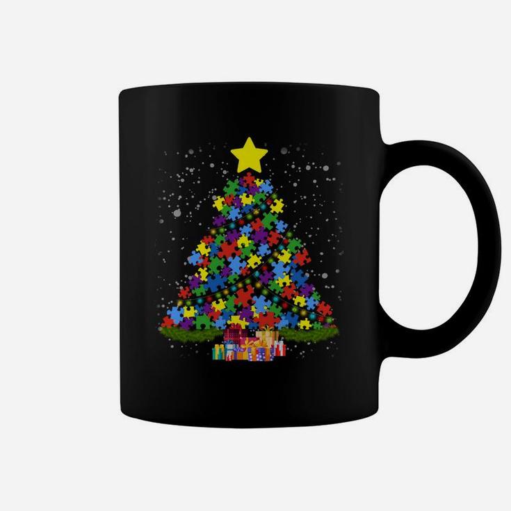 Colorful Autism Awareness Christmas Tree Design Gifts Coffee Mug