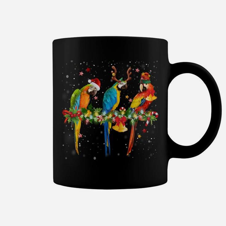 Colorful Christmas Parrots Santa Reindeer Elf Hat Funny Sweatshirt Coffee Mug